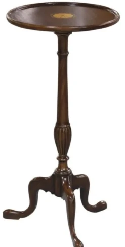 Casa Padrino Luxus Barock Beistelltisch Dunkelbraun / Gold Ø 30 x H. 62 cm - Runder Mahagoni Blumentisch
