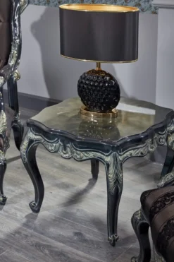 Casa Padrino Luxus Barock Beistelltisch Schwarz / Grün / Gold 65 x 65 x H. 55 cm - Barockmöbel