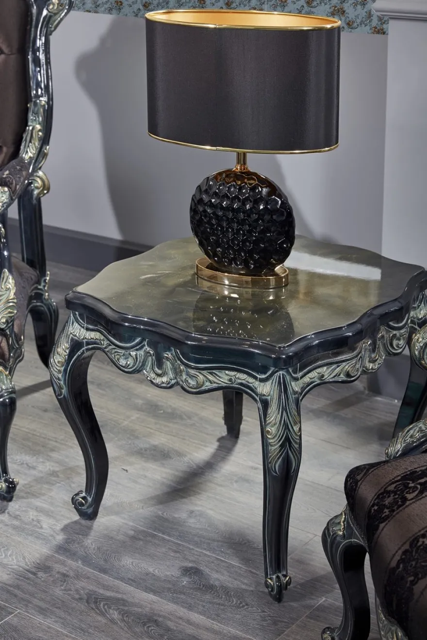 Casa Padrino Luxus Barock Beistelltisch Schwarz / Grün / Gold 65 x 65 x H. 55 cm - Barockmöbel