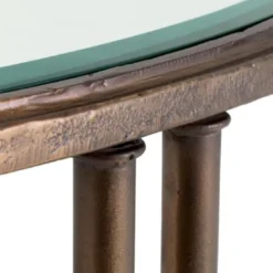 Casa Padrino Luxus Barock Beistelltisch mit Glasplatte Bronze Ø 62 x H. 64 cm