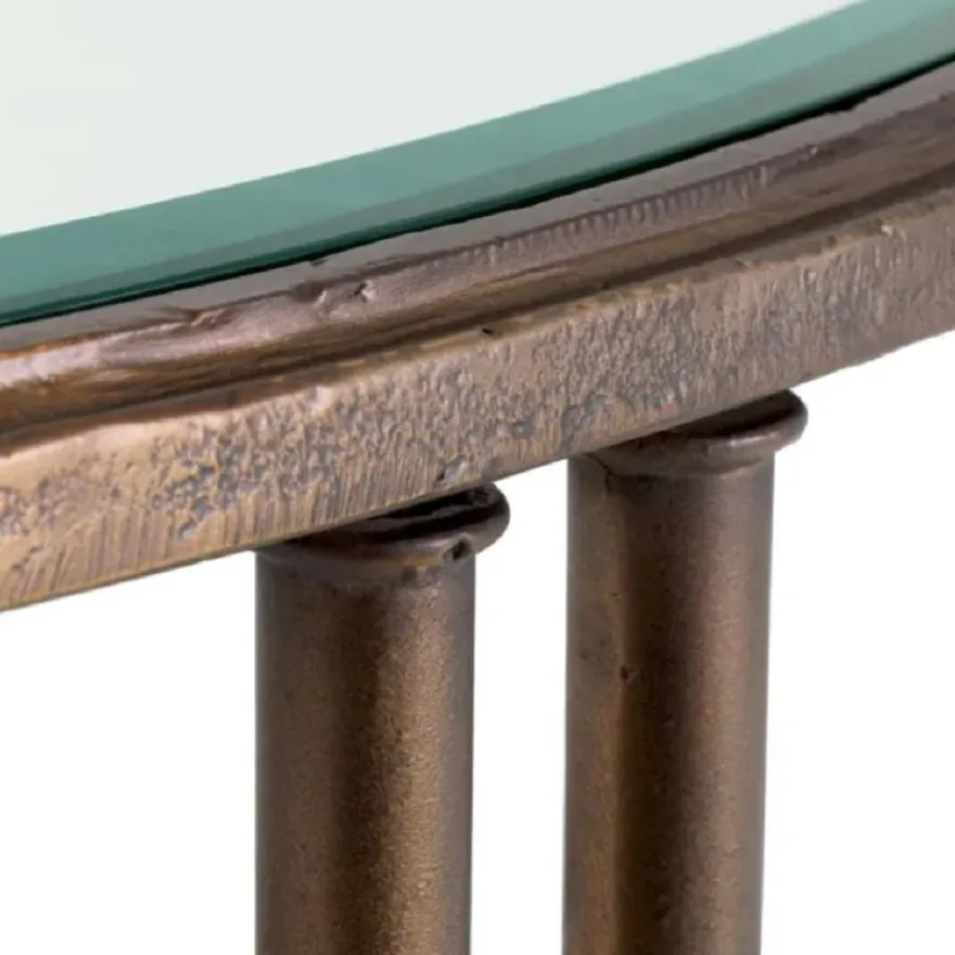 Casa Padrino Luxus Barock Beistelltisch mit Glasplatte Bronze Ø 62 x H. 64 cm