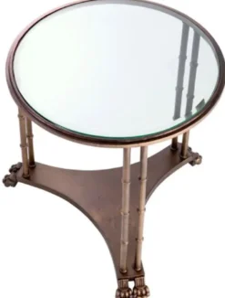 Casa Padrino Luxus Barock Beistelltisch mit Glasplatte Bronze Ø 62 x H. 64 cm