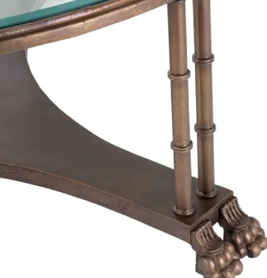 Casa Padrino Luxus Barock Beistelltisch mit Glasplatte Bronze Ø 62 x H. 64 cm