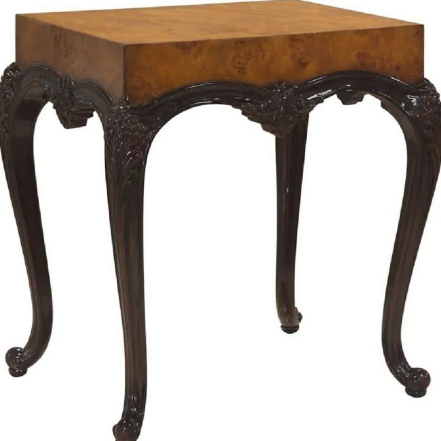 Casa Padrino Luxus Barock Beistelltisch Hellbraun / Schwarz - Prunkvoller Massivholz Tisch im Barockstil - Barock Wohnzimmer Möbel