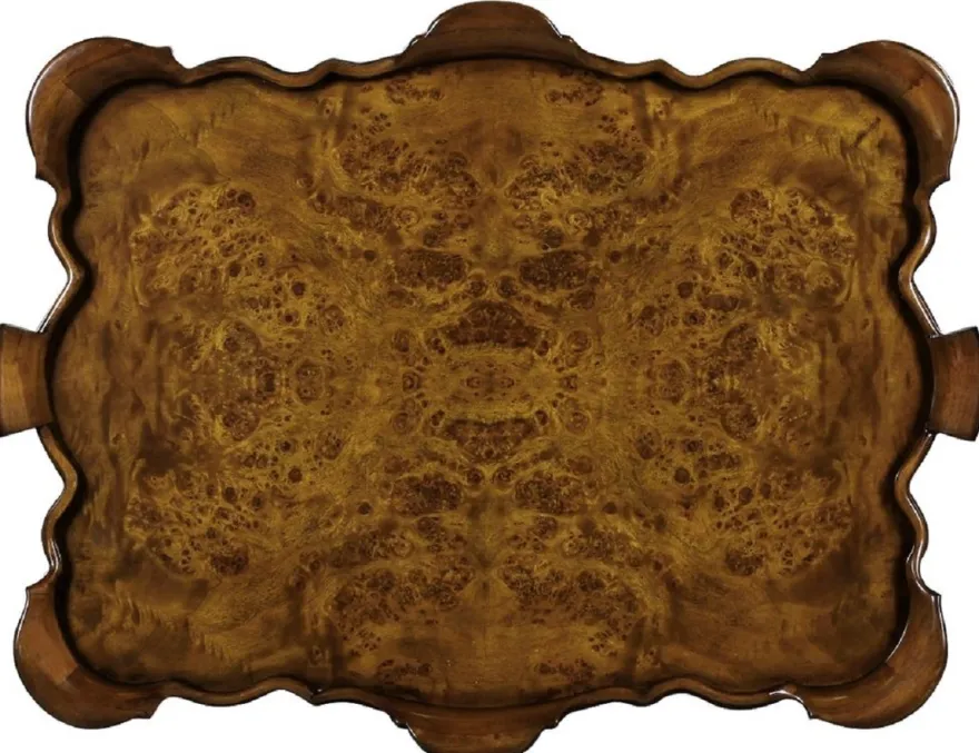 Casa Padrino Luxus Barock Beistelltisch mit 2 Schubladen und abnehmbarem Tablett Braun 82 x 62 x H. 80 cm - Eleganter Mahagoni Teetisch - Barock Wohnzimmer Möbel - Luxus Qualität