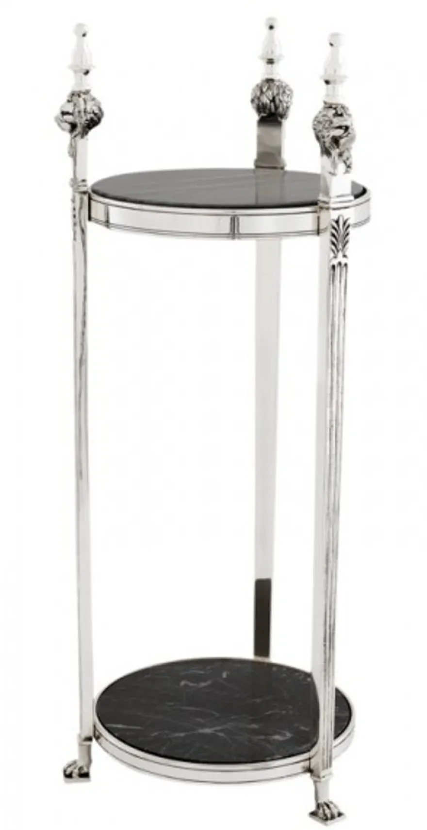 Casa Padrino Luxus Barock Beistelltisch Rund Massiv Antik Silber mit Marmorplatte 71 x 25 cm