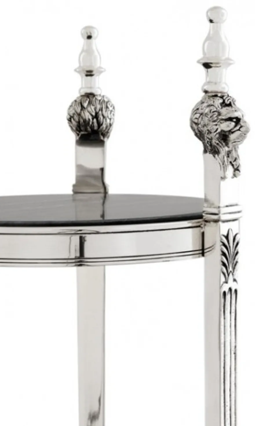 Casa Padrino Luxus Barock Beistelltisch Rund Massiv Antik Silber mit Marmorplatte 71 x 25 cm