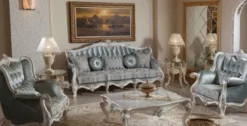 Casa Padrino Luxus Barock Beistelltisch mit Glasplatte Creme / Gold H. 60 cm