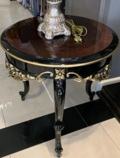 Casa Padrino Luxus Barock Beistelltisch Braun / Schwarz / Gold - Handgefertigter Massivholz Tisch im Barockstil - Barock Wohnzimmer Möbel - Edel & Prunkvoll