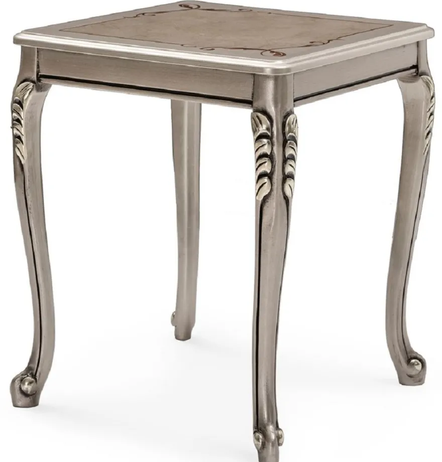 Casa Padrino Luxus Barock Beistelltisch Silber - Quadratischer Massivholz Tisch im Barockstil - Luxus Wohnzimmer Möbel im Barockstil - Barock Möbel - Edel & Prunkvoll