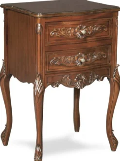 Casa Padrino Luxus Barock Beistelltisch Braun - Handgefertigter Massivholz Nachttisch mit 2 Schubladen - Nachtkommode im Barockstil - Barock Möbel