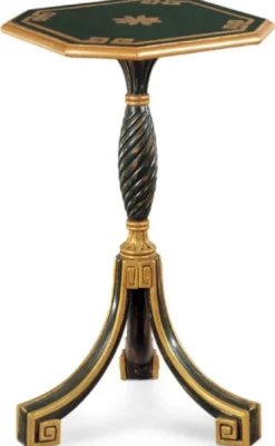 Casa Padrino Luxus Barock Beistelltisch Antik Grün / Antik Gold - Barockstil 3-Bein Massivholz Tisch mit 8-eckiger Tischplatte - Luxus Möbel im Barockstil - Luxus Qualität - Made in Italy