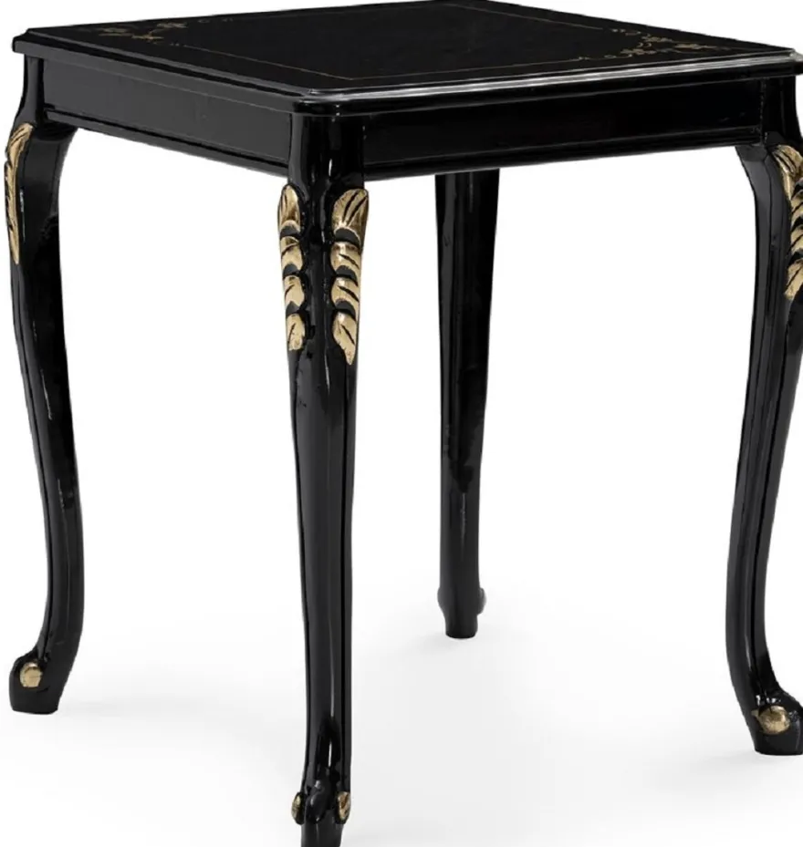 Casa Padrino Luxus Barock Beistelltisch Schwarz / Gold - Quadratischer Massivholz Tisch im Barockstil - Luxus Wohnzimmer Möbel im Barockstil - Barock Möbel - Edel & Prunkvoll