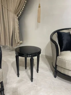 Casa Padrino Luxus Barock Beistelltisch Schwarz - Runder Massivholz Tisch im Barockstil - Luxus Wohnzimmer Möbel im Barockstil - Barock Möbel - Edel & Prunkvoll