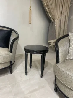 Casa Padrino Luxus Barock Beistelltisch Schwarz - Runder Massivholz Tisch im Barockstil - Luxus Wohnzimmer Möbel im Barockstil - Barock Möbel - Edel & Prunkvoll