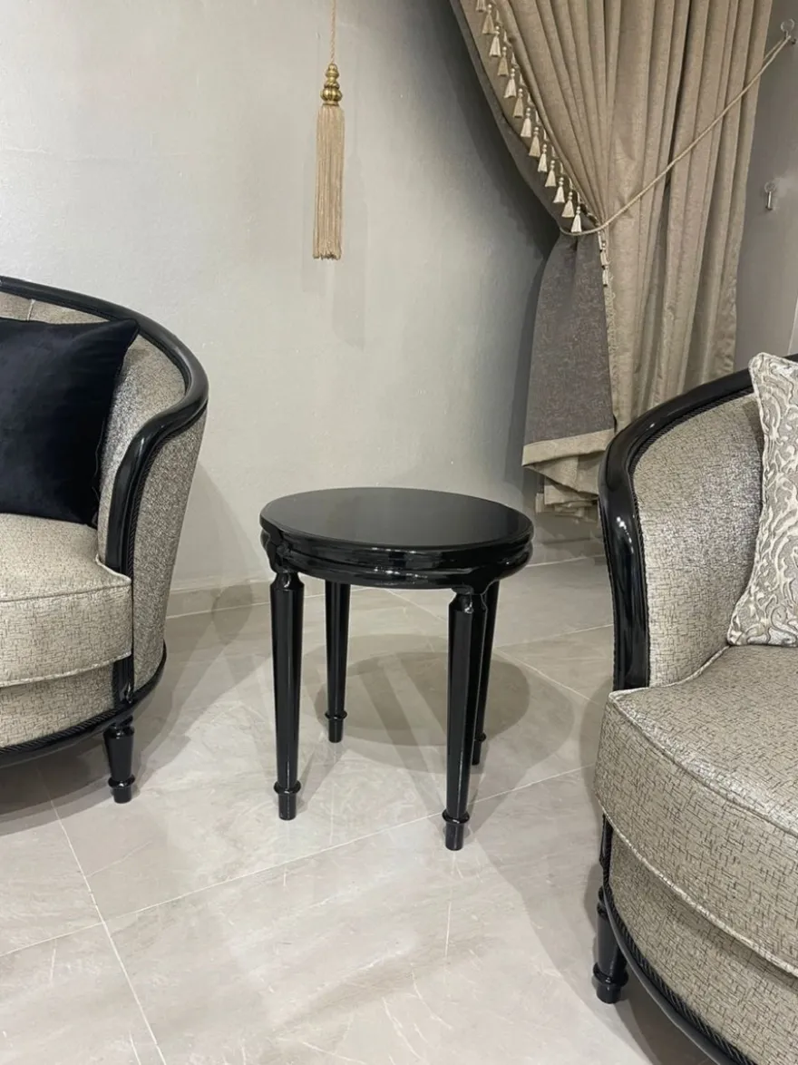 Casa Padrino Luxus Barock Beistelltisch Schwarz - Runder Massivholz Tisch im Barockstil - Luxus Wohnzimmer Möbel im Barockstil - Barock Möbel - Edel & Prunkvoll