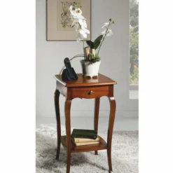 Casa Padrino Luxus Barock Beistelltisch mit Schublade Braun H. 70 cm - Made in Italy