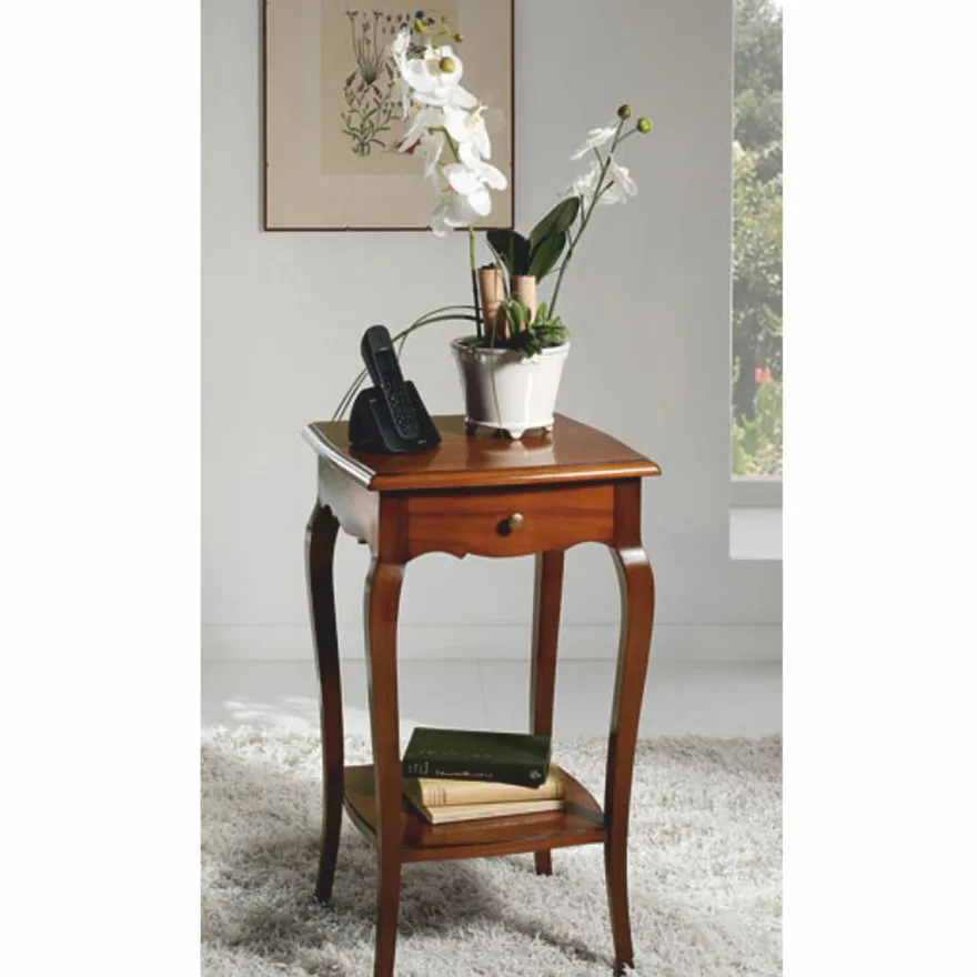 Casa Padrino Luxus Barock Beistelltisch mit Schublade Braun H. 70 cm - Made in Italy