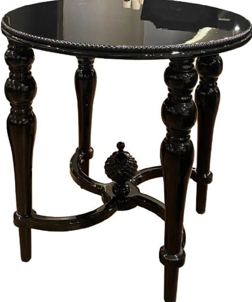 Casa Padrino Luxus Barock Beistelltisch Schwarz - Handgefertigter Massivholz Tisch - Barock Wohnzimmer Möbel