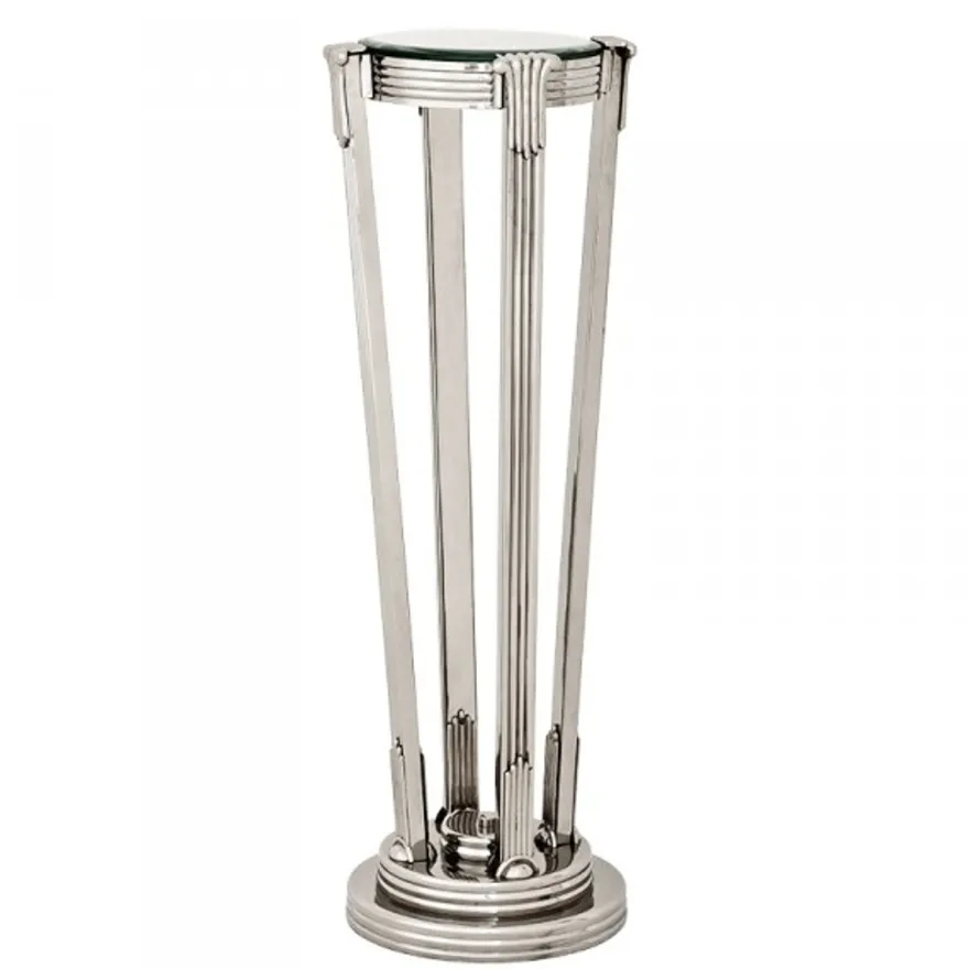 Casa Padrino Luxus Barock Beistelltisch Säule aus Messing im Vintage Nickel Finish 36 x H 105.5 cm