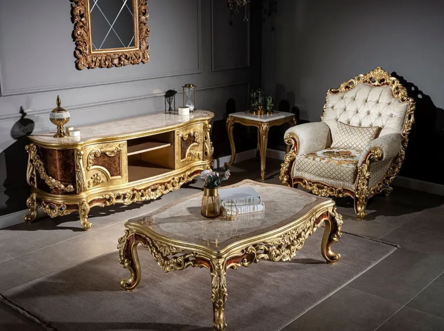 Casa Padrino Luxus Barock Beistelltisch Creme / Beige / Gold - Handgefertigter Tisch im Barockstil - Barock Wohnzimmer Möbel - Edel & Prunkvoll