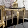 Casa Padrino Luxus Barock Beistelltisch Schwarz / Silber / Gold H. 60 cm - Barock Möbel