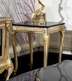 Casa Padrino Luxus Barock Beistelltisch Schwarz / Silber / Gold H. 60 cm - Barock Möbel