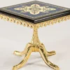 Casa Padrino Luxus Barock Beistelltisch Schwarz / Blau / Gold 53 x 53 x H. 50 cm - Edler Messing Tisch mit Massivholz Tischplatte - Barock Wohnzimmer Möbel