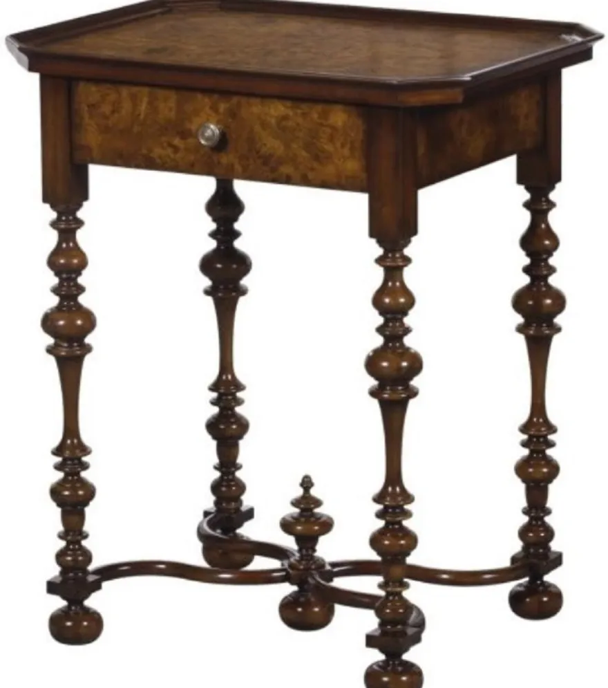 Casa Padrino Luxus Barock Beistelltisch mit Schublade Braun / Dunkelbraun 58 x 42 x H. 69 cm - Barockmöbel
