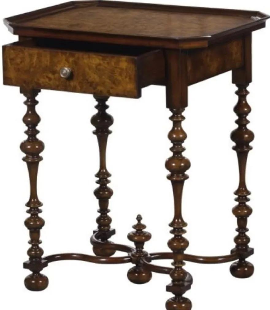 Casa Padrino Luxus Barock Beistelltisch mit Schublade Braun / Dunkelbraun 58 x 42 x H. 69 cm - Barockmöbel