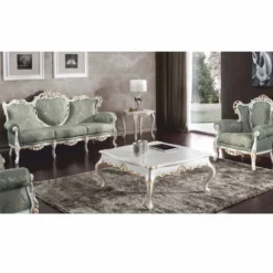 Casa Padrino Luxus Barock Beistelltisch Weiß / Gold H. 59 cm - Made in Italy