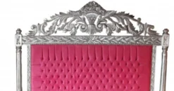 Casa Padrino Luxus Barock Bett im französischen Stil - Antik Rosa / Silber - 182 x 210 x 168 cm