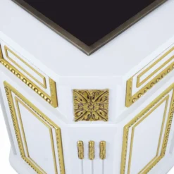 Casa Padrino Luxus Barock Blumentopf Weiß / Gold H. 65 cm - Barock Deko Accessoires