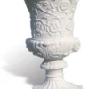 Casa Padrino Luxus Barock Blumentopf Matt Weiß Ø 49 x H. 78 cm - Handgefertigter Barockstil Pflanzentopf aus hochwertigem Carrara Marmorkies - Barock Garten Deko - Luxus Qualität - Made in Italy