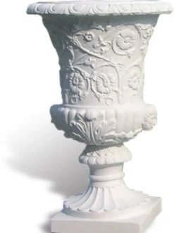 Casa Padrino Luxus Barock Blumentopf Matt Weiß Ø 49 x H. 78 cm - Handgefertigter Barockstil Pflanzentopf aus hochwertigem Carrara Marmorkies - Barock Garten Deko - Luxus Qualität - Made in Italy