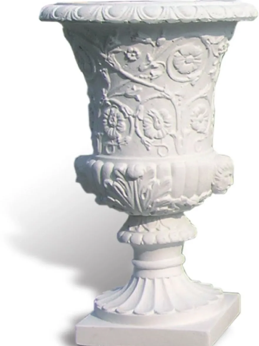 Casa Padrino Luxus Barock Blumentopf Matt Weiß Ø 49 x H. 78 cm - Handgefertigter Barockstil Pflanzentopf aus hochwertigem Carrara Marmorkies - Barock Garten Deko - Luxus Qualität - Made in Italy