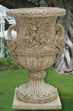 Casa Padrino Luxus Barock Blumentopf Antik Beige Ø 85 x H. 140 cm - Made in Italy