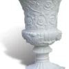 Casa Padrino Luxus Barock Blumentopf Weiß Ø 49 x H. 78 cm - Handgefertigter Barockstil Pflanzentopf aus hochwertigem Carrara Marmorkies - Barock Garten Deko - Luxus Qualität - Made in Italy
