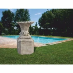 Casa Padrino Luxus Barock Blumentopf mit Sockel Grau H. 136 cm - Made in Italy