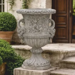 Casa Padrino Luxus Barock Blumentopf Antik Grau Ø 85 x H. 140 cm - Made in Italy