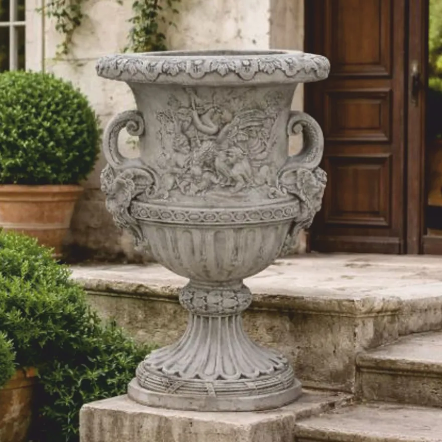 Casa Padrino Luxus Barock Blumentopf Antik Grau Ø 85 x H. 140 cm - Made in Italy