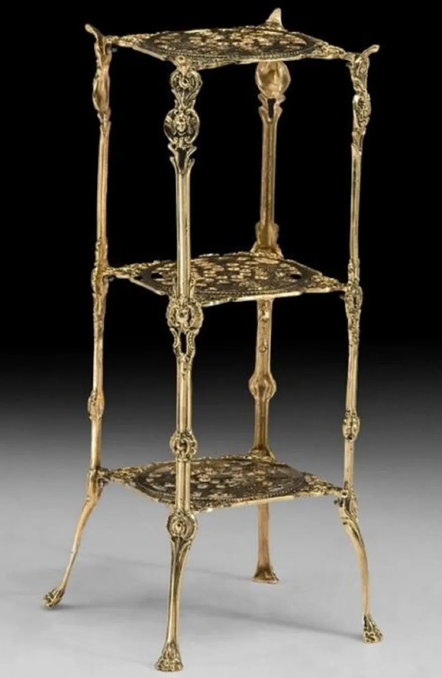 Casa Padrino Luxus Barock Blumen Etagere Gold H. 64 cm - Bronze Blumentisch - Barock Möbel