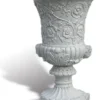 Casa Padrino Luxus Barock Blumentopf Antik Hellgrau Ø 49 x H. 78 cm - Handgefertigter Barockstil Pflanzentopf aus hochwertigem Carrara Marmorkies - Barock Garten Deko - Made in Italy
