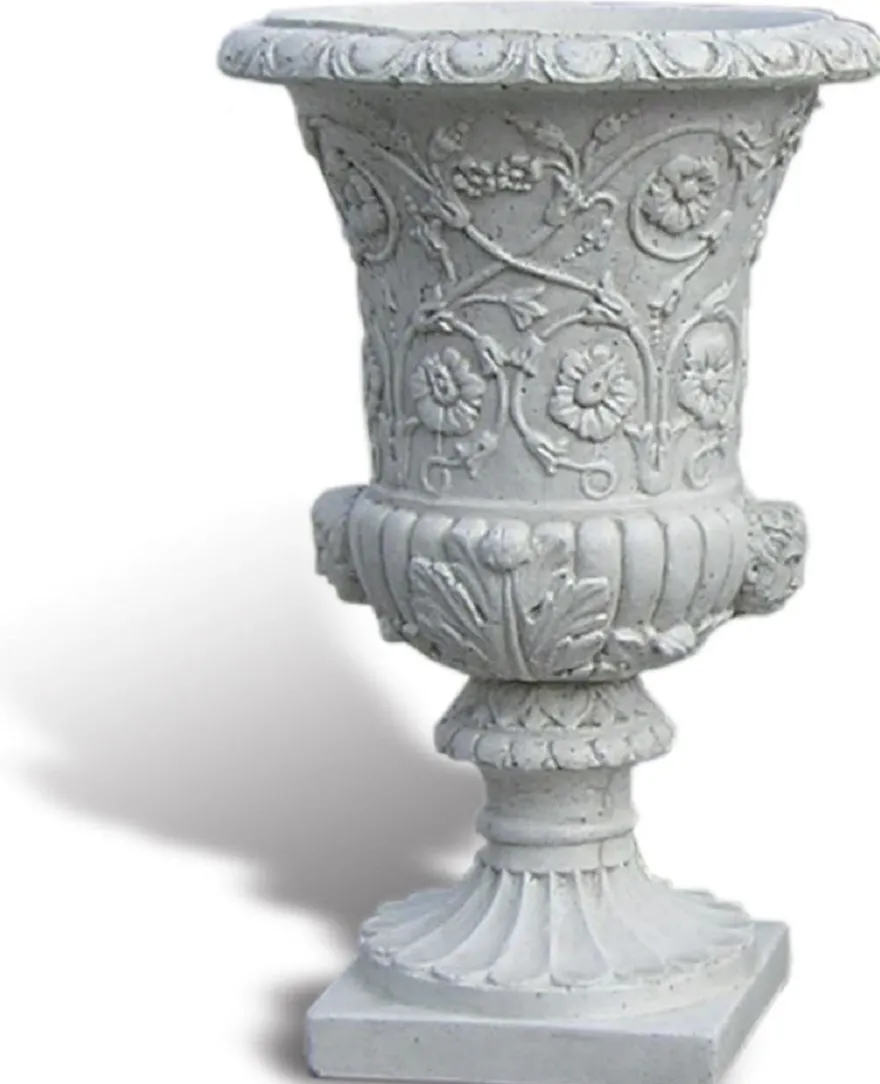 Casa Padrino Luxus Barock Blumentopf Antik Hellgrau Ø 49 x H. 78 cm - Handgefertigter Barockstil Pflanzentopf aus hochwertigem Carrara Marmorkies - Barock Garten Deko - Made in Italy