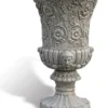 Casa Padrino Luxus Barock Blumentopf Antik Grau Ø 49 x H. 78 cm - Handgefertigter Barockstil Pflanzentopf aus hochwertigem Carrara Marmorkies - Barock Garten Deko - Luxus Qualität - Made in Italy