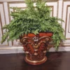 Casa Padrino Luxus Barock Blumentopf Braun / Gold / Silber H. 45 cm - Made in Italy