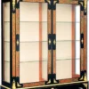 Casa Padrino Luxus Barock Boulle Vitrine Schwarz / Rot / Gold 152 x 45 x H. 172 cm - Handgefertigter Massivholz Vitrinenschrank mit 2 Türen - Edle Barock Möbel