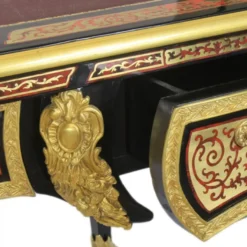 Casa Padrino Luxus Barock Boulle Sekretär - Handgefertigter Schreibtisch aus Massivholz - Schwarz / Gold / Rot - 140 x 70 x 85 cm