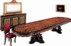 Casa Padrino Luxus Barock Boulle Esstisch Schwarz / Rot / Gold 400 x 130 x H. 80 cm - Handgefertigter Massivholz Esszimmertisch - Barock Esszimmer Möbel - Edel & Prunkvoll
