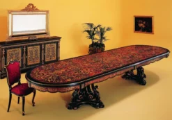 Casa Padrino Luxus Barock Boulle Esstisch Schwarz / Rot / Gold 400 x 130 x H. 80 cm - Handgefertigter Massivholz Esszimmertisch - Barock Esszimmer Möbel - Edel & Prunkvoll